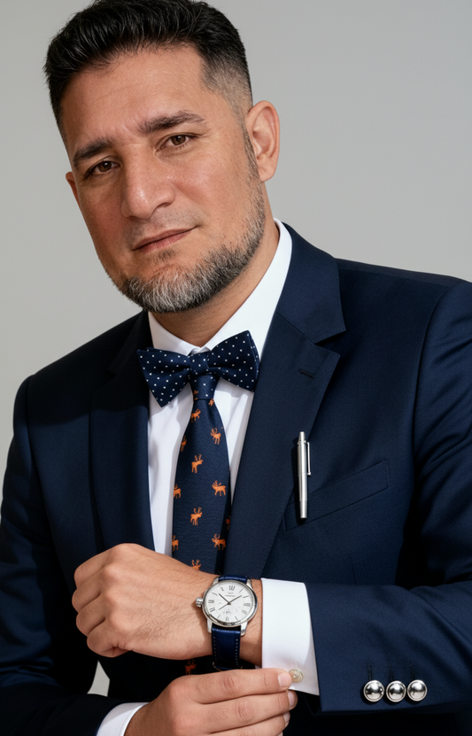 Four Piece Suit With Embroidered Tie